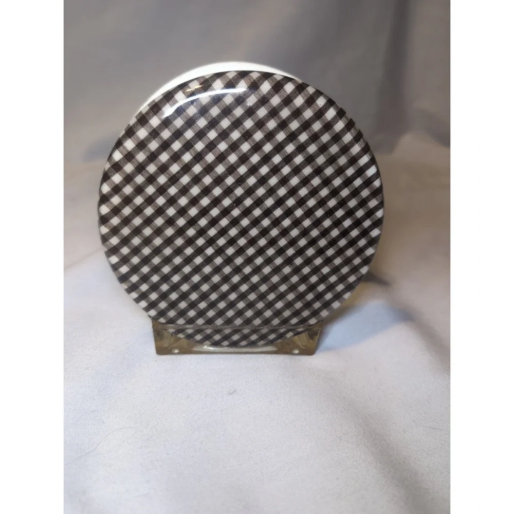 Vintage Acrylic Resin Napkin Letter Holder Brown Gingham Plaid Mod Kitchen 5.5